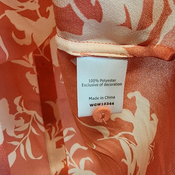 41Hawthorn Floral Ruffle Sleeve Blouse Size L Eyelet Neck Chiffon Flowy Office - Picture 5 of 7